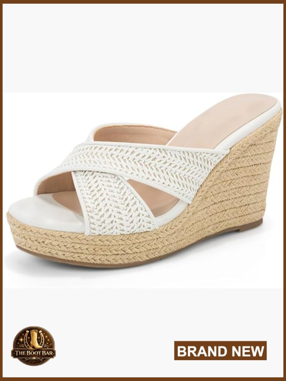Wedge Slide Sandals - Espadrille Raffia Open Toe Platform Slip On High Heel